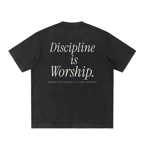 Discipline Is Worship Heavyweight Tee – Vintage Wash Black